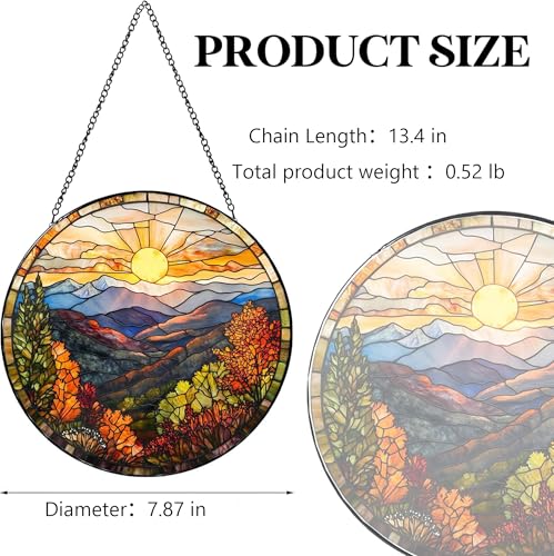 7.87-Inch Dusk Sunset Stained Glass Suncatcher for Windows