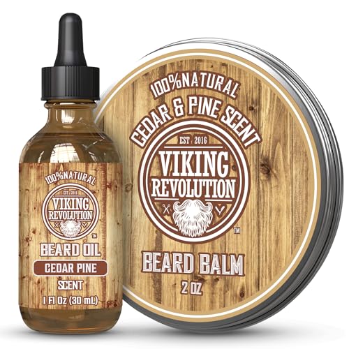 Viking Revolution Cedar and Pine Beard Balm and Beard Oil Grooming Bundle