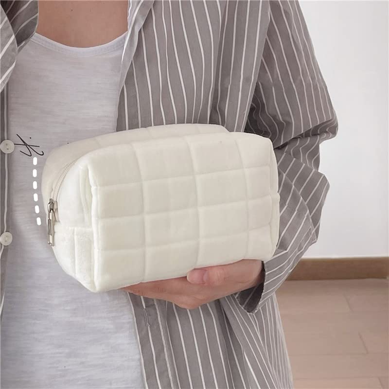 Cute Y2K Cosmetic Bag for Makeup & Mini Purse - White