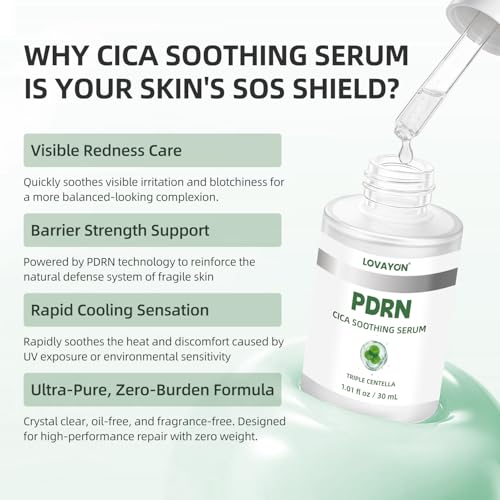 LOVAYON PDRN Salmon DNA Cica Soothing Serum - Hydrating Facial Care 1.01 fl oz