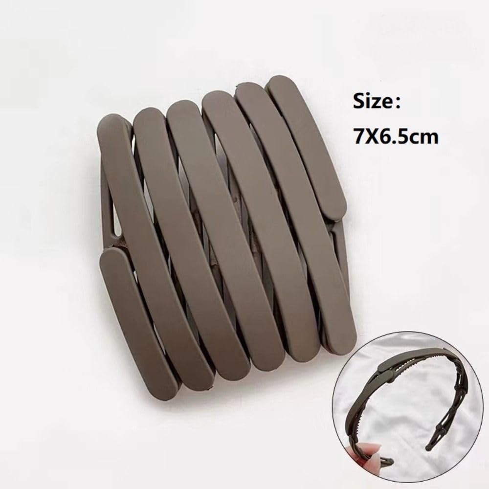 Hairband Non Slip Hair Accessories Headband Headdress Hair Clip Unisex(Khaki)