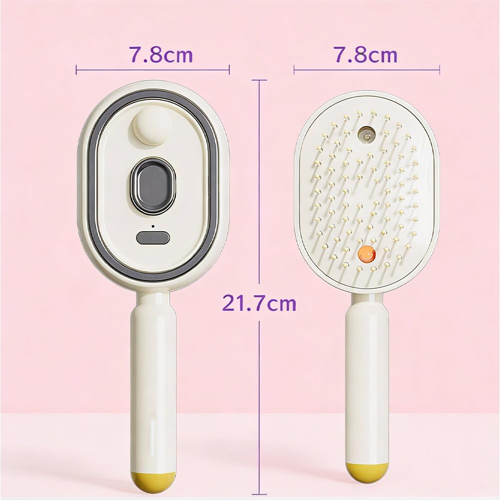 Electric Steam Brush - Rechargeable Misting Detangling Straightener | USB-C Styling Tool for Short Hair (2PCS-B)