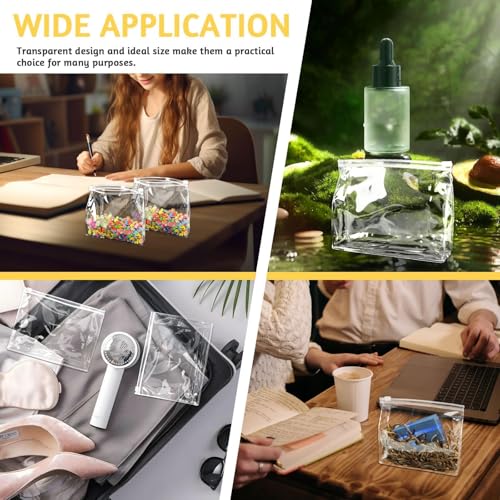 24 Pcs Clear Makeup Bags 5.9 x 5.1 x 1.4 inches PVC Organizer Travel Storage
