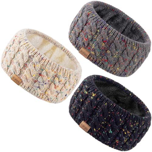 Sofier Women's Winter Fleece-Lined Headbands - 3 Pack Ear Warmers