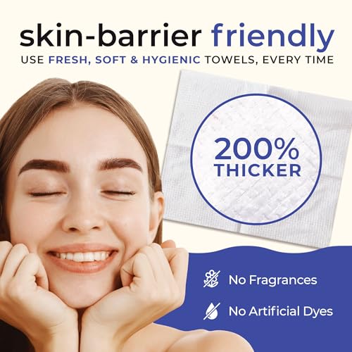 Prospela XL Disposable Face Towels – 50 Biodegradable Wipes for Makeup Removal