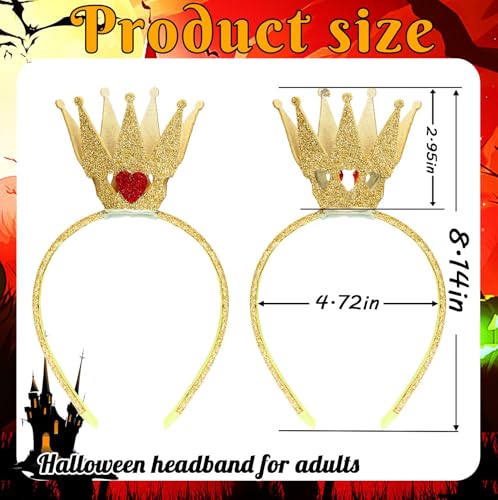 Queen Hearts Princess Crown Headband - Red Heart Tiara for Women Costume & Party