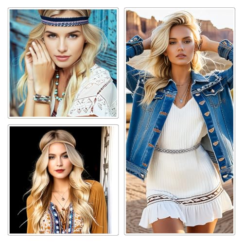 DOCILA Cowboy Hat Bands for Men & Women - B-KhakiBlackBlue