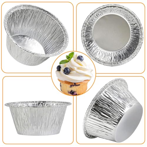 VIHOYOM Aluminum Foil Baking Cups - 150 Pcs, 4 Oz Disposable Muffin Liners