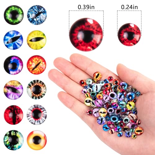 150Pcs Eye Nail Charms - 6mm & 10mm Glass Dragon & Animal Eye Beads for Nails & Crafts