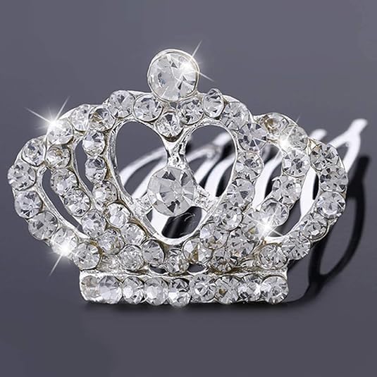 2 Pack Rhinestone Tiara Hair Combs for Teens & Toddlers