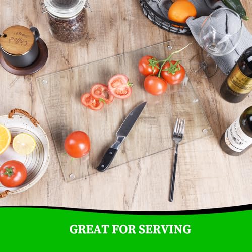 Tempered Glass Cutting Board - Scratch Resistant, Heat Safe 16"x12"