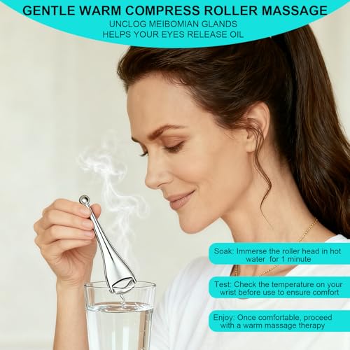 LIZICH Metal Eye Massage Roller for Dry Eyes, Styes, and MGD Relief