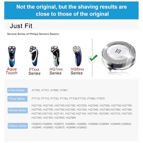 Tuokiy 3-Pack HQ8 Replacement Shaver Heads for Philips Norelco, Compatible with Multiple Models