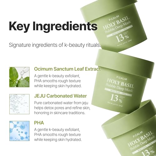 P.CALM Holy Basil Bubble Deep Mask 90g - Green | Blackhead & Pore Cleansing