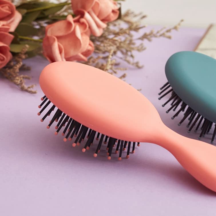 BeaverStrong Mini Hair Brush - Pocket-Size Detangler for Kids & Adults (Warm Pink)