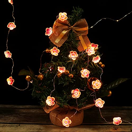 Cherry Blossom String Lights - 13ft 40 LED Fairy Lights with Timer