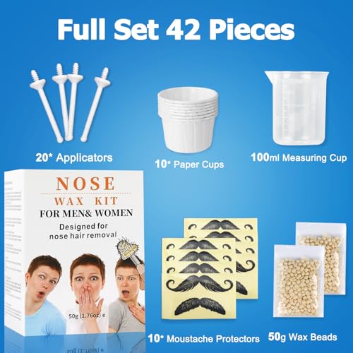 CoFashion Nose Wax Kit for Effective Hair Removal - 50g Wax, 20 Applicators