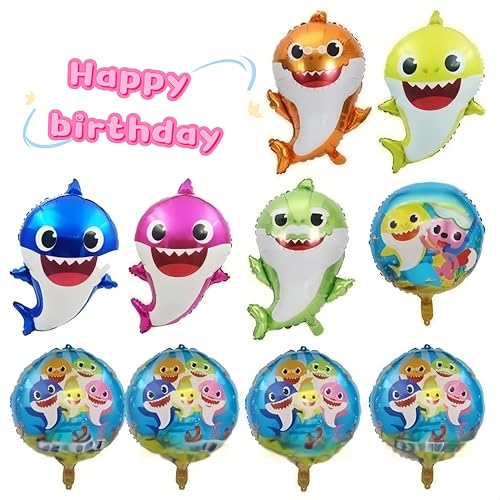 Shark Birthday Party Decorations Set - 12 Pcs Helium Balloons