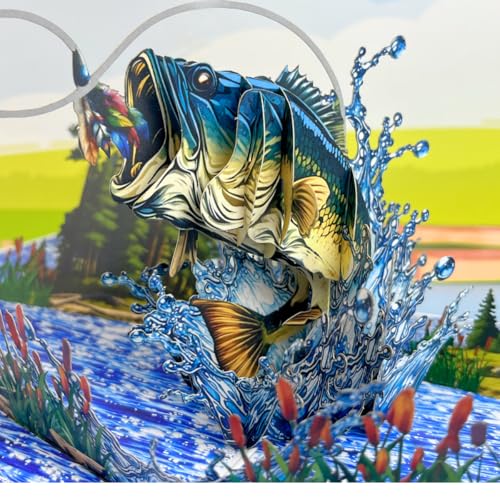 3D Pop-Up Fishing Card for Father's Day | Bass Scene Gift