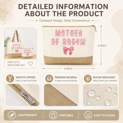 Wedding Canvas Tote Bag and Makeup Bag Set for Bridesmaid Gifts