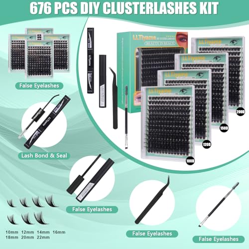 676Pcs DIY D Curl Lash Clusters Kit - Mega Volume Extensions