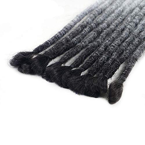 24 Inch Ombre Dreadlocks Extensions - Black & Silver Grey, 10 Strands