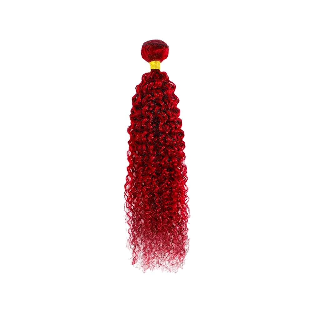 Red Human Hair Bundles Burgundy Kinky Curly Bundles 14 Inch Peruvian Virgin Soft Real Crimson Red Bundle Hair Extensions