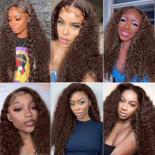 Xddnamei 300g Virgin Human Hair Bundles #4 Chocolate D Deep Wave - 10, 12, 14 Inch