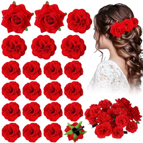 21-Piece Flower Hair Clips Set - Boho Rose Hair Barrettes for Women