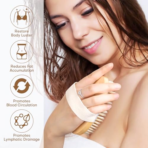 2-Pack Natural Bristle Dry Body Brush Set for Exfoliation & Lymphatic Drainage