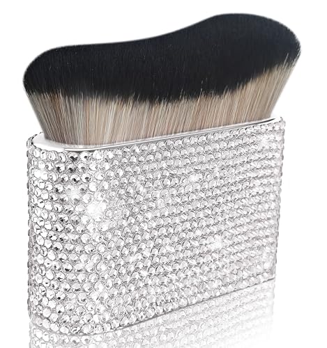 Yivaiks Large Kabuki Tanning Brush with Square White Rhinestones