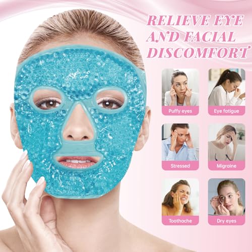 ZNÖCUETÖD Ice Face Mask & Jade Roller Set - Blue & Pink