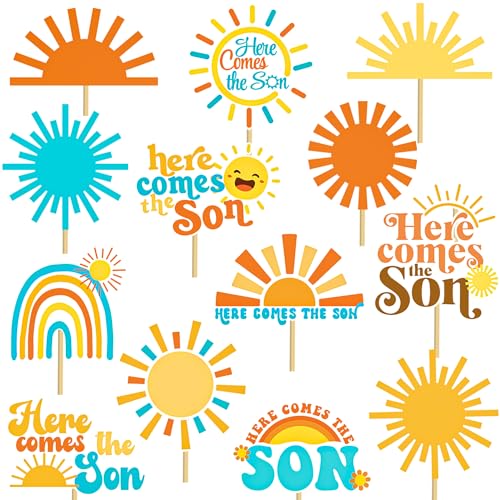 Here Comes The Son Centerpiece Sticks - 28Pcs Rainbow Baby Shower Decor
