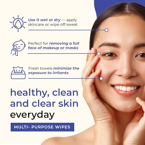 Prospela XL Disposable Face Towels – 50 Biodegradable Wipes for Makeup Removal