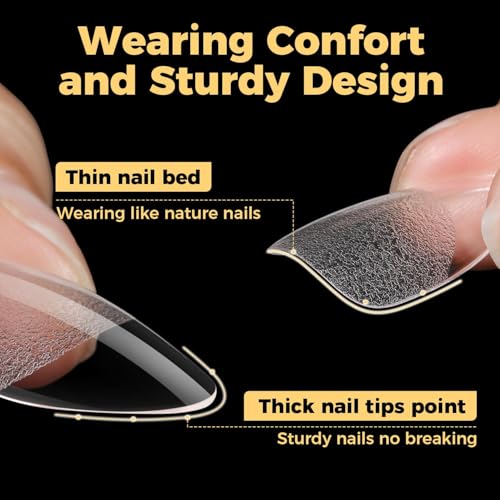 UNA GELLA 600 Pcs Almond Gel Nail Tips - Clear Press On Nails