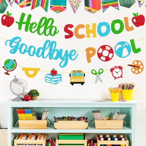 Hello School Goodbye Pool Banner | Back to School Decoration