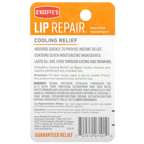 O'Keeffe's Lip Repair Cooling Relief Balm - 3 Pack, 0.15 oz Each
