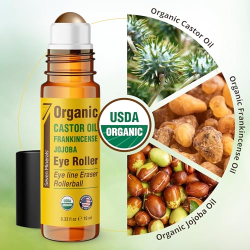 Seven Minerals Organic Castor Oil Eye Roller for Dark Circles & Wrinkles - 0.33 fl oz