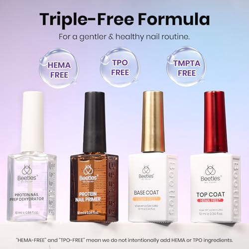 Beetles Protein Nail Prep Kit - Hema-Free Primer, Dehydrator, Base & Top Coat