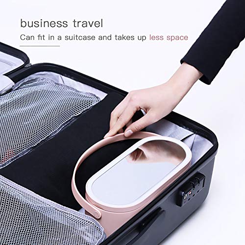 Portable Makeup Organizer Box with Rechargeable LED Lighted Mirror