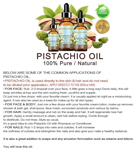 Pure Pistachio Oil for Face, Skin, Hair & Nails - 1 Fl oz - Natural Moisturizer