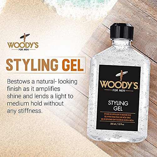 Woody's Alcohol-Free Men’s Styling Gel 12 fl oz - Light to Medium Hold, No Crunch, Touchable Finish