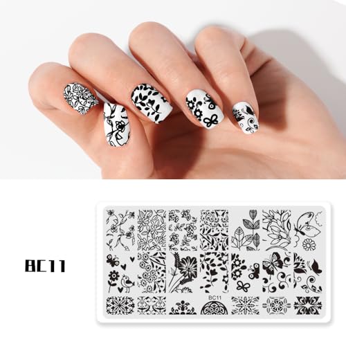 10-Piece Nail Art Stamping Plate Set with Stamper and Holder