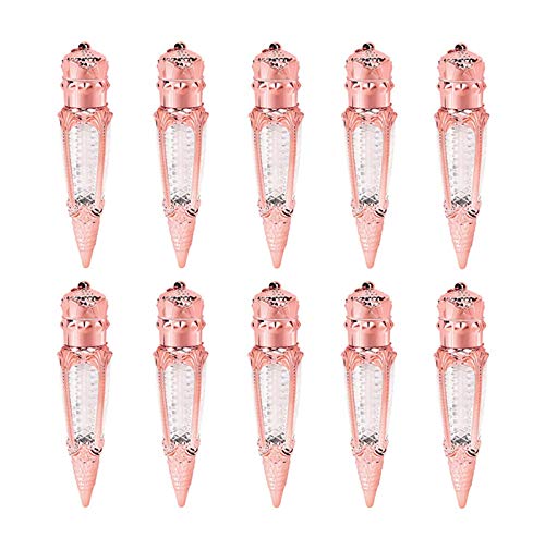 10 Pack 3ml Refillable Radish Lip Gloss Tubes - Rose Gold