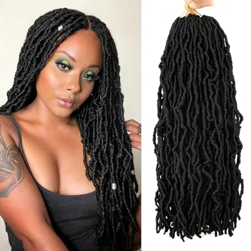 18 Inch Soft Locs Crochet Hair, 6 Packs Faux Locs for Black Women - 1B