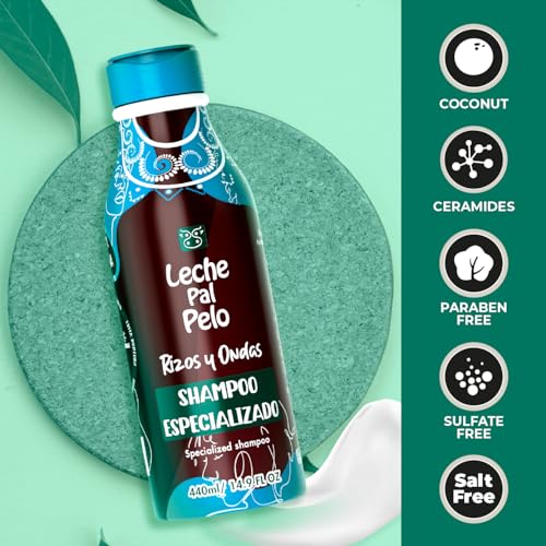 Leche Pal Pelo Curly and Wavy Shampoo, Coconut & Aloe Vera, 14.9 Fl Oz