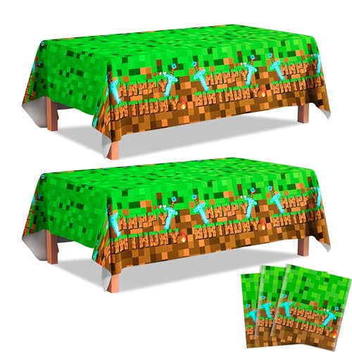 Pixel Gaming Party Tablecloths - 3 Pack | Video Game Birthday Supplies