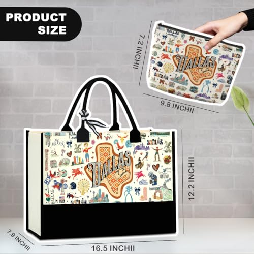 Dallas Travel Tote Bag & Makeup Bag Set - Large Capacity
