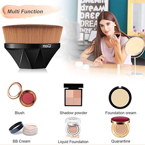 MSQ Foundation Brush with Case - Soft Synthetic Hair, Black