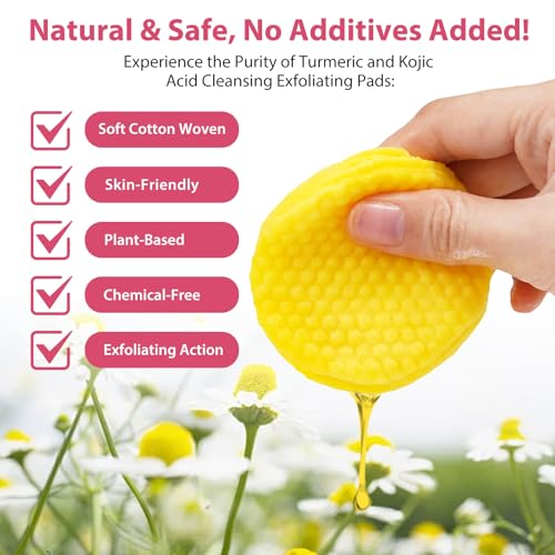 Turmeric Kojic Acid Cleansing Pads - 80 PCS Exfoliating, Deep Clean